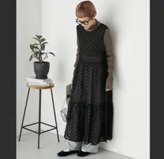 forksy. シアードットジャガードワンピース ブラックのサムネイル