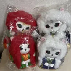 mofusand×日比谷花壇 ぬいぐるみ ケープにゃん(レッド) (ブルー