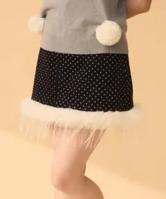 【タグ付き】titty&Co. 水玉模様ファー付きミニスカート