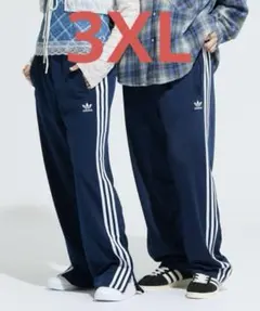 80s】adidas ジャージ トラックパンツ 紺 3L 万国旗タグ 刺繍ロゴ