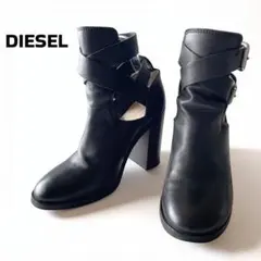 美品 DIESEL ディーゼル 黒 アンクルブーツ バックル付き ベルト 37