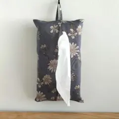 【箱なし用М】くつろぎ空間になじむ花柄ティッシュカバー ソフトパック グレー M