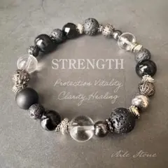 SALE本日迄【守護×安定×浄化】オニキス×溶岩×水晶 ブレスレット　天然石