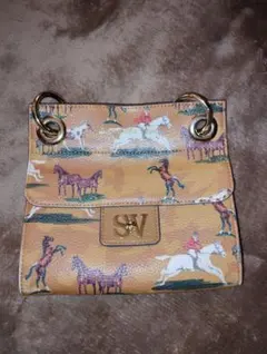 サマンサベガ 馬と騎手プリント ショルダーバッグ