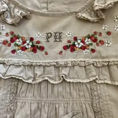 ピンクハウス　いちご花柄刺繍　フリル　リボン