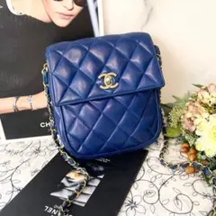CHANEL シャネル【美品】ヴィンテージ マトラッセ ショルダーバック ブルー
