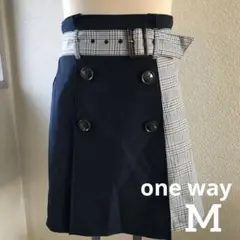 one way ＊ 台形スカート チェック柄 バイカラー