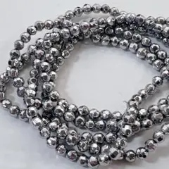 xk501/SALE！ガラスビーズ◇多面カット　シルバー　5連