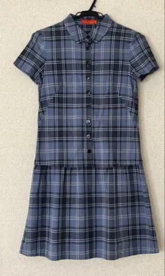 Yorkland ヨークランド チェック柄 半袖ワンピース ブルー系　７号サイズ