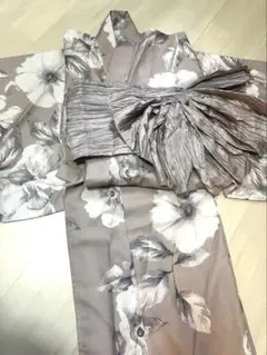 GRL グレイル　淡色上品浴衣　パープル、ピンク、ヘコ帯付き