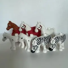 【美品】レゴ デュプロ 馬 シマウマ 7体セット 動物 フィギュア