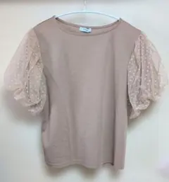 2PINK ドット柄チュール袖 半袖カットソー ベージュのサムネイル