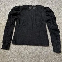 MOUSSY GATHER DENIM ブラウス　ブラック パフスリーブシャツ