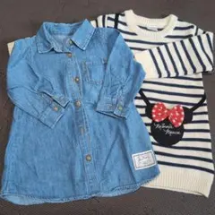 デニムワンピとミニーマウスセーターワンピ95cm