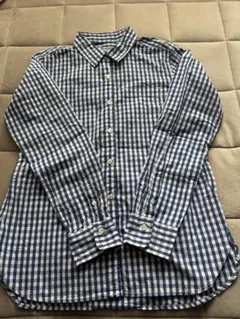 無印良品　青と白のチェック柄 長袖シャツ