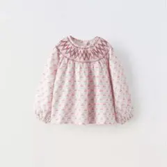 ZARA 花柄　刺繍長袖ブラウス