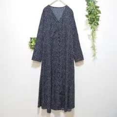 ❦F9-24【美品】アパートバイローリーズ　フラワー総柄Vネックロングワンピース