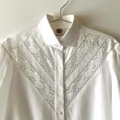 レース切替 ブラウス ホワイト euro vintageのサムネイル