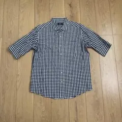 NAVY マックハウス メンズ ギンガムチェック 半袖シャツ Lサイズ 綿のサムネイル