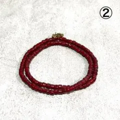 アンティーク 極血赤 ヴェネチア産 ホワイトハーツ一連大粒 赤ビーズ 年代物 ②