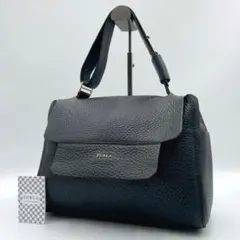 極美品 FURLA カプリッチョ ハンド ショルダーバッグ 黒 f750のサムネイル