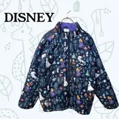 『ディズニー/アナ雪』中綿 ジャケット【140】ネイビー 総柄 暖か 防寒