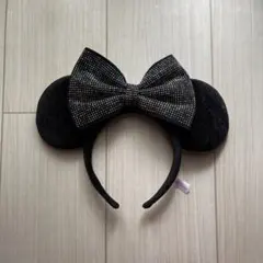 ミニーカチューシャレインボードット　ブラック