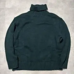【古着】GU タートルネックニット ダークグリーンのサムネイル
