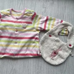 ミキハウスロンパースとよだれかけセット