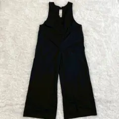 ZOCIYA サロペット オールインワン XL 黒 Vネック 大きめ つなぎ