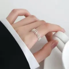 꽃 모티브 링 실버 컬러 오픈 링 프리 사이즈