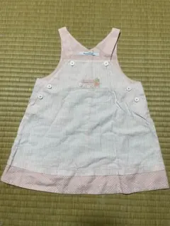 familiar ジャンバースカート ピンク/ストライプ 90cm