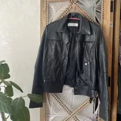 ZARA BASIC 本革ライダースジャケット　S