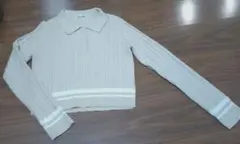 GU ケーブルニット ポロシャツ ベージュ M