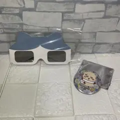 ちいかわパーク限定　ホログラム缶バッチ　ラッコ　ハチワレ　3Dメガネ