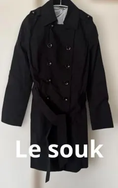 《未使用　訳あり》　ブラック トレンチコート ダブルブレスト Le souk