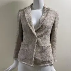 ESCADA テーラードジャケット ベージュ ラメ フリンジ 34のサムネイル