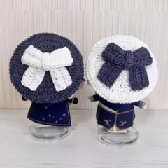 【2着セット】にじぱぺっと 10cmぬい リボンベレー帽 デニムブルー×ホワイト