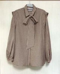 美品＊トゥモローランド ワイドストライプボウタイブラウス 36