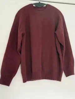 バーガンディ 長袖 ニットセーター