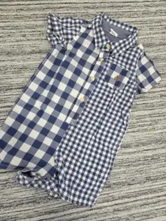 GAP チェック柄ロンパース ネイビー