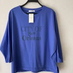 新品未使用タグありSamansa Mos2 青 カットソー フリーサイズ