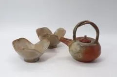 美品　備前焼　急須　小鉢3点まとめ　送料込み260724