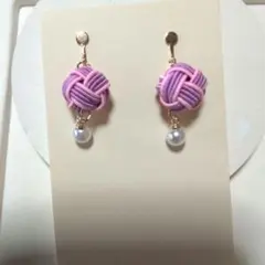水引　玉結　パール付イヤリング♡