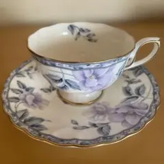 HOYA カップ＆ソーサー 薄紫花柄 金彩 日本製5客