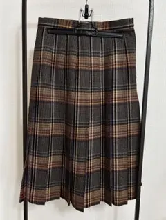 レトロ チェック柄 プリーツスカート 古着