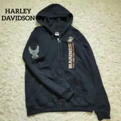 希少・即完モデル✨ハーレーダビッドソン　パーカー　裏起毛　フルジップ　フード　黒