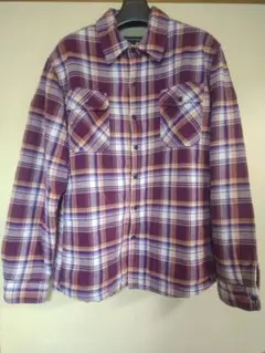 メンズ 裏フリースチェック長袖シャツ ワイン系 Ｍ
