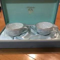 未使用)ノリタケ　レースウッドゴールド カップ＆ソーサーペア