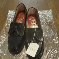 ブラックレザー モカシン タッセル付き　MOUSSY ハルタ　コラボ　ローファー